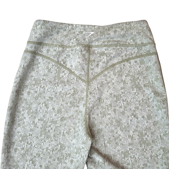 Gymshark Leggings Fleur Texture Dry Green Khaki Marled 7/8 Length sz S - Picture 6 of 10